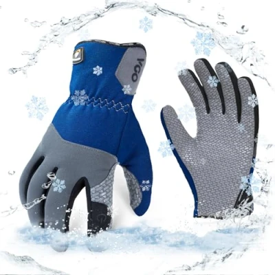 Image de Vgo... 1Paire 0℃/32F gants de travail d&#039;hiver en cuir synthétique, sécurité imperméables pour temps froid, entrepôts frigorifiques ou congélateurs(SL7717FLWP)