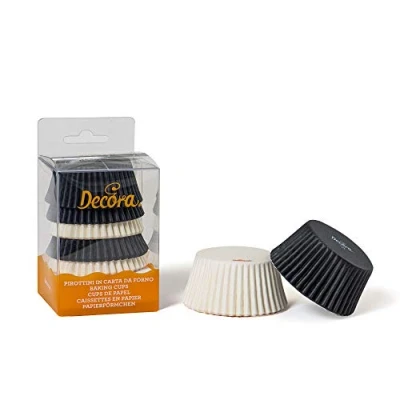 Image de Decora, 0339748 Moules à Muffins Noir et Blanc, Pratiques pour Cuire, présenter Offrir des Muffins, Résistent jusqu&#039;à 220 , en Blister Pratique.