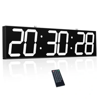 Image de CHKOSDA horloge murale numérique double face avec numéro de 15,2 cm, multifonction minuterie, affichage la température et date, grand écran pour couloirs, stations hôpitaux