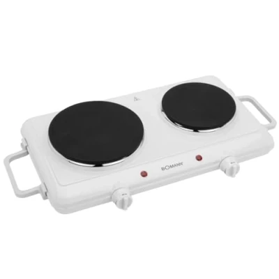 Image de Bomann, Double Plaque de cuisson 2500 Watts Thermostat réglable Blanc, Finition résistant à la chaleur, 2 thermostats variation continue, Facile nettoyer, Lampes contrôle, brûleurs