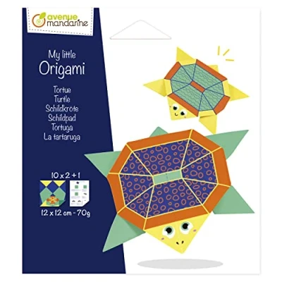 Image de Avenue mandarine OR515C Une pochette INITIATION My little ORIGAMI 20 feuilles 12x12 cm 70g (avec modèle de pliage inclus) À partir 5 ans TORTUE