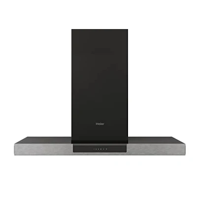 Image de Haier I Link HATS9DS2XWIFI Hotte aspirante 90 cm, WIFI, puissance 746 m3/h, 4 vitesses, silencieux 64 db, filtres carbone, 3 anti graisse, verre noir avec façade inox 547 1027 x 900 504mm