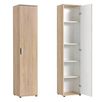 Image de Armoire multi rangement 1 porte 4 étagères de bureau Dimensions 40x35x184 cm Meuble Sonoma