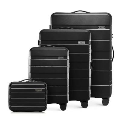Image de WITTCHEN COMODO Line Ensemble de valises Valise Voyage Bagage Rigide en ABS Serrure TSA Taille (S+M+L+Trousse Toilette) Noir