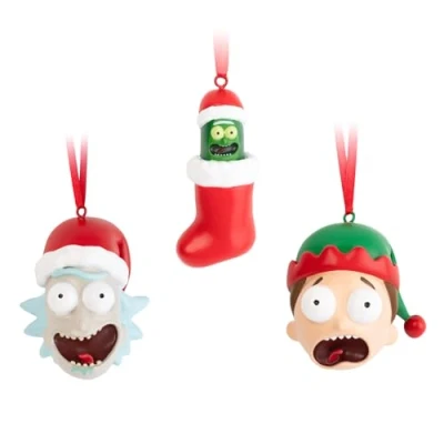 Image de Grupo Erik Lot de 3 Décorations Noël Rick et Morty Boules Originales en Résine, Sapin