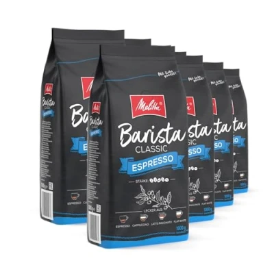 Image de Melitta Barista Classic Espresso, grains de café entiers, 8 x 1 kg, non moulus, pour machine à entièrement automatique, torréfaction forte, épaisseur 5, dans un plateau