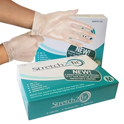 Image de Boîte de 200 gants en vinyle jetables et recyclables sans poudre ni latex, transparents, allergie Travail, Préparation des aliments, Tatouage, NHS, Nettoyage, Grossiste, Pas cher (Moyen)