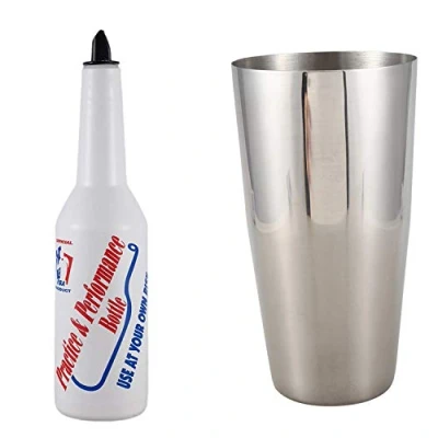 Image de Oikabio Flair Barman Lot de 2 shakers à cocktail pour bar et pub Blanc argenté