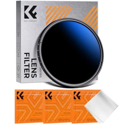 Image de K&amp;F Concept Filtre ND Variable 62mm Densité Neutre ND2 ND400 avec Revêtement et 3 Chiffons de Nettoyage pour Objectif Appareil Photo Numérique Reflex