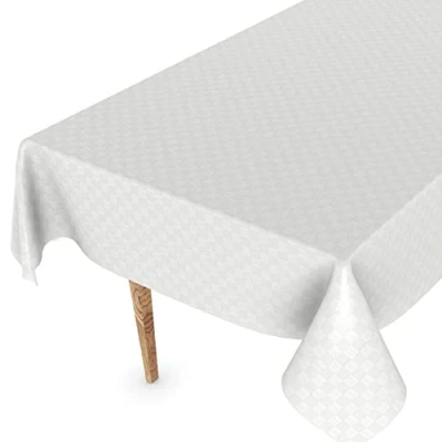Image de Nappe en toile cirée lavable, rectangulaire, ronde, ovale, bord coupé, à carreaux, carrée, blanche, 100 x 140 cm