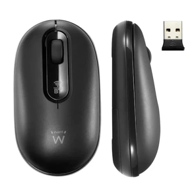 Image de Ewent Souris sans Fil Bluetooth et Wireless, Double Connexion 5.0+2.4Ghz, Clés Silencieuses, Portable pour MacBook/Tablette/iPad/Ordinateur Portable/PC/Notebook, Noir