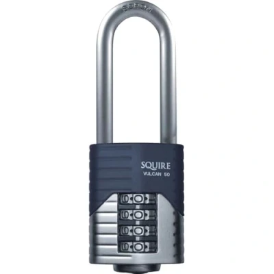 Image de Cadenas Squire robuste (Vulcan Combi 50/2.5) Anse longue la plus résistante Vulcan à 4 viroles Acier allié anticorrosif étanche pour maison, école et garage (Bleu, 50 mm)