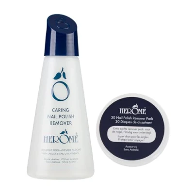 Image de Herome Combi Pack Dissolvant Soignant Pour Vernis à Ongles &amp; Disques Dissolvants 30 (Caring Nail Polish Remover 120ml. Caring Pads 30)