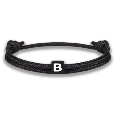 Image de GD GOOD.designs EST. 2015 Bracelet corde avec lettres d&#039;amitié noir ajustable de 14cm à 24cm Initial B