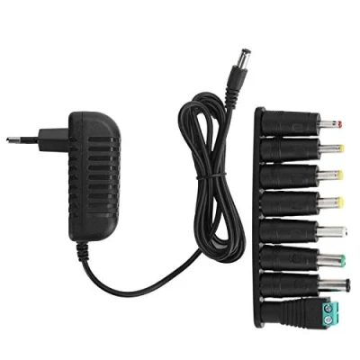 Image de Adaptateur d&#039;alimentation avec 8 Prises de Conversion CC 100 240V, Chargeur Commutation Bandes LED 12V 2A, Compatible la Plupart des Produits CA/CC Les Plus Populaires.(EU)