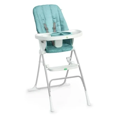 Image de Ingenuity: ity by Ingenuity, Chaise Haute Pliable Compacte Sun Valley, Assiette Sûre Alimentaire, Harnais 5 Points, Dès 6 Mois, Unisexe Turquoise