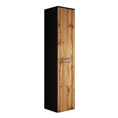 Image de Badplaats B.V. Armoire de Rangement Venus Hauteur 160cm Noir, Chene Meuble Haut Placard Colonne