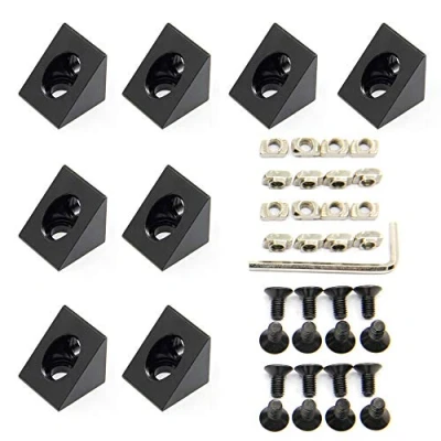 Image de Zeberoxyz 8pièces connecteur de support d&#039;angle pointu à angle noir 2020Série t fente d&#039;extrusion d&#039;aluminium pour 6mm accessoires profilé