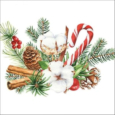 Image de Ambiente Lot de 20 serviettes en papier à 3 plis forme pomme pin pour décoration table Noël 33 x cm