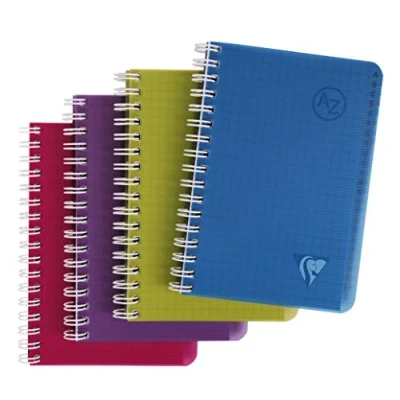 Image de Clairefontaine 329225C Collection Linicolor Intensive Un répertoire à Spirale 9x14 cm 100 Pages Petits Carreaux Papier Blanc 90 g Couverture Polypro Transparent Couleur Aléatoire