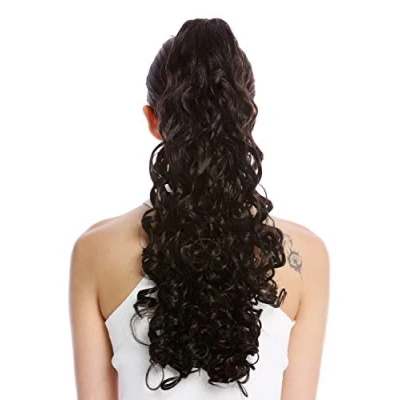 Image de WIG ME UP 19AXL V 4 Postiche couette queue de cheval longue volumineuse très bouclée brun foncé 50 cm