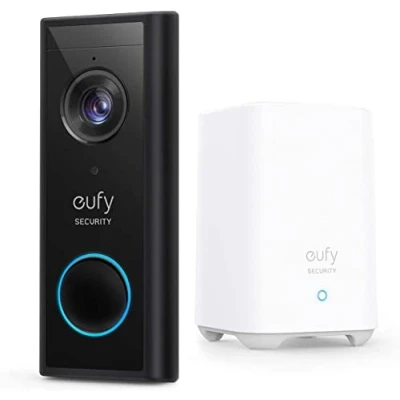 Image de eufy Security Sonnette vidéo Doorbell S220 sans fil (avec batterie) avec HD 2K, aucuns frais mensuels,IA intégrée pour la détection des personnes,son bidirectionnel, installation simple(Reconditionné)