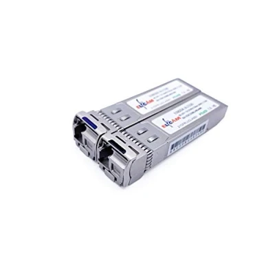 Image de Elfcam® Lot de 2 10Gb SFP+ Bidi Module Compatible avec Freebox Ultra, TX1270nm/RX1330nm et TX1330nm /RX1270nm, Connecteur Câble à Fibre Optique LC/UPC SM OS2