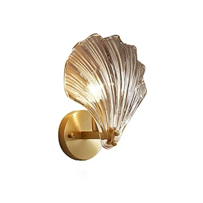 Image de MZStech cristal et laiton Base Shell appliques murales lampe, en Applique murale (ambre)