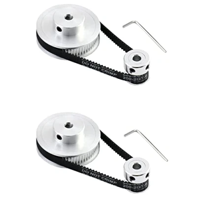 Image de QWORK® 2 Ensemble Roue Synchrone GT2 pour Imprimante 3D, 20 &amp; 60 Dents Alésage 5 mm Poulie de Distribution en Aluminium et Longueur 200 Largeur 6 Courroie