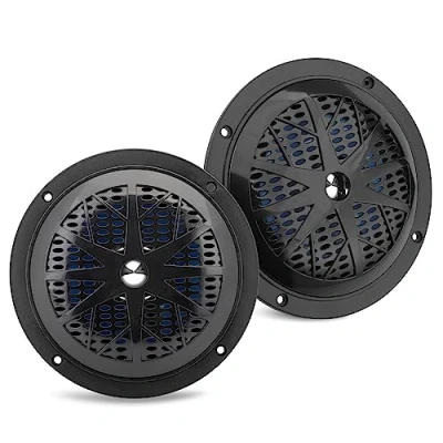 Image de Pyle Enceintes Marins Doubles 13,34 cmHaut Parleur Extérieur 2 Voies étanche et Résistant aux Intempéries avec Puissance de 100 Watts Cône en Polypropylène Entourage Tissu 1 Paire Noir