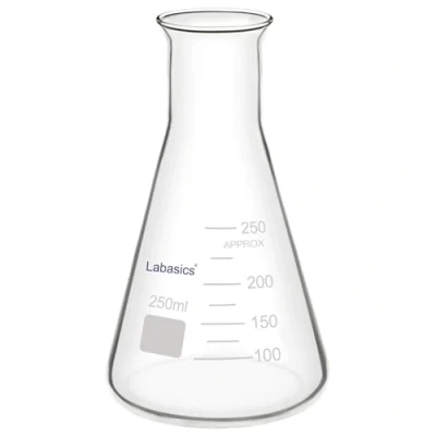 Image de Labasics Verre Large Ouverture Erlenmeyer Fiole, Borosilicaté Fiole avec Jante Robuste, Capacité de 250 ml (Paquet 1)