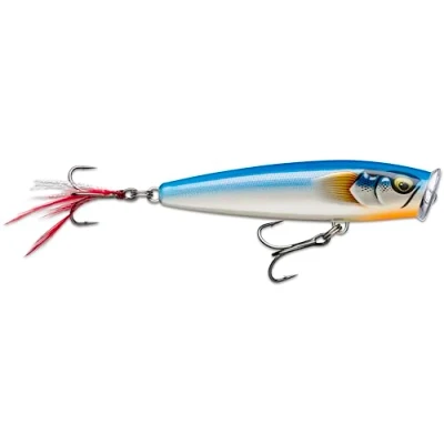 Image de Rapala Leurre de Pêche Skitter Pop Elite Construction Balsa (sans plomb) Mer &amp; Eau Douce Flottant Profondeur Nage Surface Taille 9,5cm / 17g Fabriqué en Estonie Gilded Blue Steel
