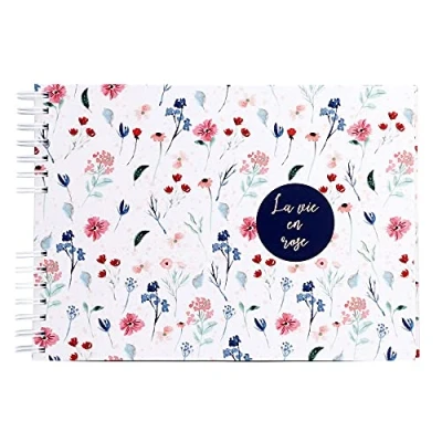 Image de Exacompta Réf. 16213E Album photos à spirales LA VIE en ROSE 150 50 pages blanches format 32 x 22 cm couverture papier imprimé recouverte d&#039;un pelliculage mat certifié FSC®