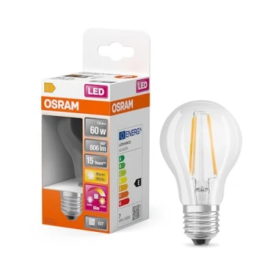 Image de OSRAM Lot de 4 x Ampoule LED Culot: E27 Blanc chaud dynamique 2200…2700 K 7 W équivalent à 60 clair Retrofit CLASSIC A GLOWdim