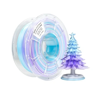 Image de iBOSS Filament PLA Plus (PLA+) pour imprimante 3D 1,75 +/ 0,02 mm Bobine de 1 kg Pro tricolore Compatible avec la plupart des imprimantes FDM (dégradé blanc, violet,