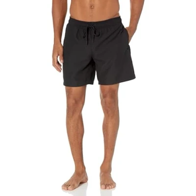 Image de Amazon Essentials Short de Bain à Séchage Rapide Entrejambe 18 cm Homme, Noir, L