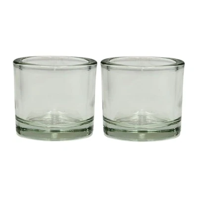 Image de Dekohelden24 Lot de 2 photophores en Verre Transparent Simples et élégants Dimensions : H x Ø Environ 5,5 6 cm, cm