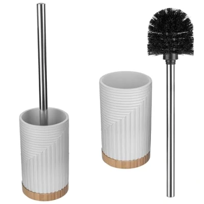 Image de KADAX brosse WC avec support, poignée et porte brosse, sans perçage (rond blanc)