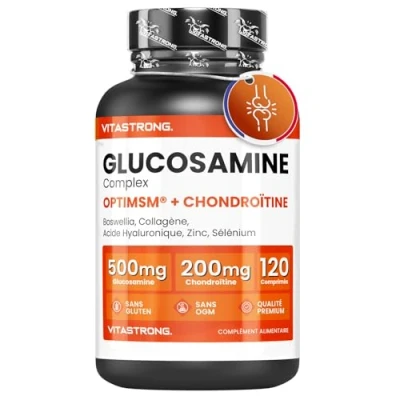 Image de GLUCOSAMINE CHONDROÏTINE MSM Vitastrong OptiMSM®, COLLinstant® Collagene et Acide Hyaluronique, Boswellia, Zinc, Sélénium Manganèse À Haute Dosage Formule Efficace Qualité Premium