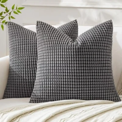 Image de MIULEE Housses de Coussins en Polyester Doux Granulés Granule Lancer Set Taies d&#039;oreiller Décoratif Solid pour Canapé Chambre Coiture 40x40cm 2 Pièces Gris