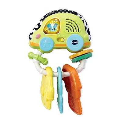 Image de VTech Mon Hochet Sensoriel Clés Magiques, Bébé Porte Interactif Fabriqué avec des Matériaux Plus Durables, Jouet Voiture, Cadeau de Naissance Dès 3 Mois Contenu en Français