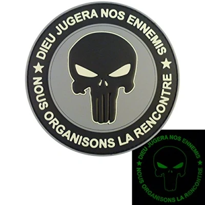 Image de Punisher DIEU JUGERA NOS ENNEMIS Glow Dark ACU Navy Seals DEVGRU PVC 3D Touch Fastener Patch