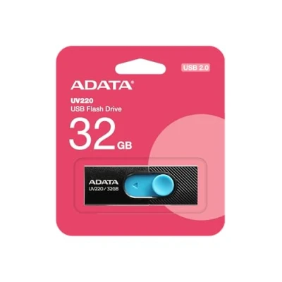 Image de ADATA 32GB UV220 USB 3.0 Clé Noir/Bleu Flash Drives, AUV220 32G RBKBL (DashDrive Drives Backward Compatible avec 2.0)