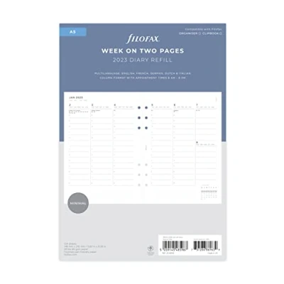 Image de Filofax A5 Minimal Week to View Vertical 2023 Diary with appointments, White