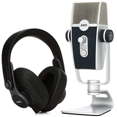 Image de AKG Pro Audio Podcaster Essentials Kit pour Streamers, Vloggers et Gamers avec Microphone Lyra USB C Casque K371 Logiciel Ableton Lite