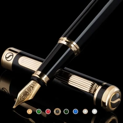 Image de Black pencil by Schmidt Scriveiner A high class fountain pen with an alluringly pretty 24K gold finished 18K