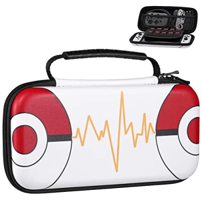 Image de MoKo Étui de Transport Compatible avec Nintendo Switch OLED Modèle 2021/Switch, Housse Rangement en EVA 10 Fentes Cartes Jeu, Coque Protection Portable pour Accessoires, Poké Ball
