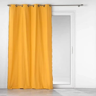 Image de douceur d&#039;intérieur, Rideau à Oeillets (140 x 240 Cm) Mistraline Moutarde, Coton Recyclé