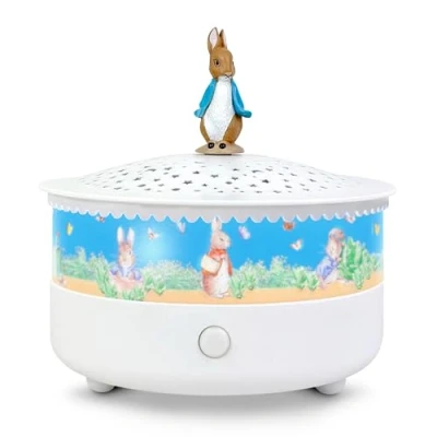 Image de Trousselier Veilleuse Bebe Musicale et Lumineuse Pierre Lapin Peter Rabbit Detecteur de Pleurs Enfant Projecteur Etoile Rechargeable USB Musique La Flûte Enchantée 14 cm