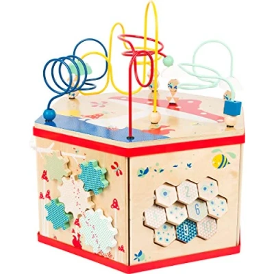 Image de Small Foot 11051 Cube XL Move it, en bois certifié FSC 100%, jeu de motricité variée sur 7 faces labyrinthe, Multicolore, petit